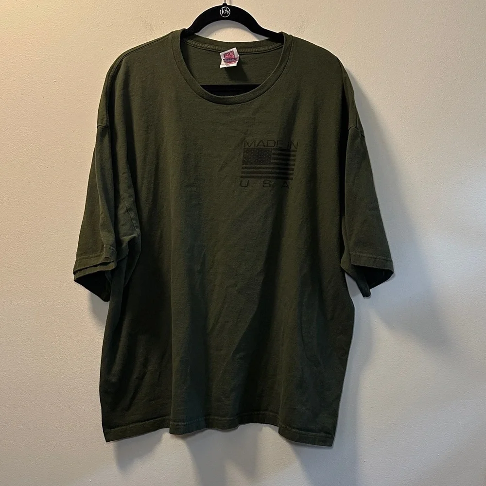 Men’s Army Green “Made in U. S. A.” American Flag Graphic Tee Sz 3XL - Picture 1 of 5
